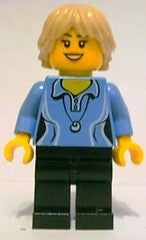 Preowned LEGO® Minifigure – Town cty0355 Medium Blue Female Shirt w/Two Buttons and Shell P