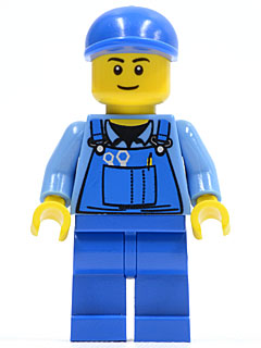 Preowned LEGO® Minifigure – Town cty0367 Overalls w/Tools in Pocket Blue Blue Short Bill Ca