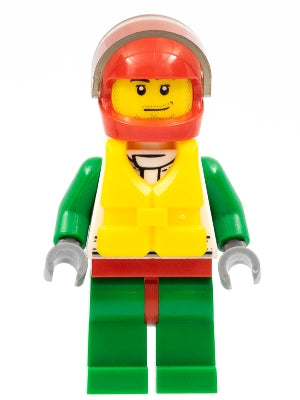 Preowned LEGO® Minifigure – Town cty0374 Octan Jacket w/Red and Green Stripe Red Hips and G