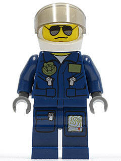 Preowned LEGO® Minifigure – Town cty0383 Forest Police Helicopter Pilot Dark Blue Flight Su