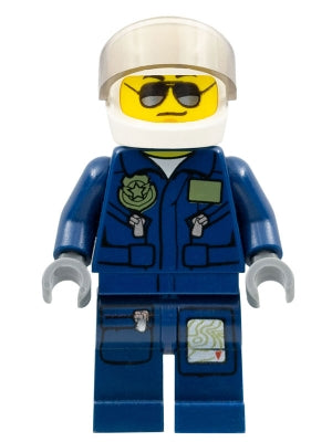 Preowned LEGO® Minifigure – Town cty0383a Forest Police Helicopter Pilot Dark Blue Flight S