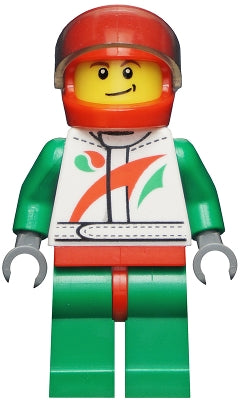 Preowned LEGO® Minifigure – Town cty0389 Race Car Driver White Racing Suit w/Octan Logo Red
