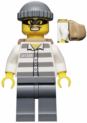 Preowned LEGO® Minifigure – Town cty0392 Police Jail Prisoner 50380 Prison Stripes Dark Blu