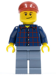 Preowned LEGO® Minifigure – Town cty0431 Plaid Button Shirt Sand Blue Legs Dark Red Short B