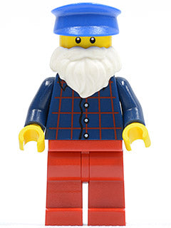 Preowned LEGO® Minifigure – Town cty0442 Plaid Button Shirt Red Legs White Short Beard Blue