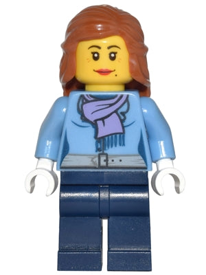 Preowned LEGO® Minifigure – Town cty0443 Medium Blue Jacket w/Light Purple Scarf Dark Blue