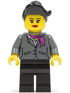 Preowned LEGO® Minifigure – Town cty0445 Dark Bluish Gray Jacket w/Magenta Scarf Black Legs