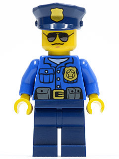 Preowned LEGO® Minifigure – Town cty0450 Police City Officer Gold Badge Police Hat Sunglass