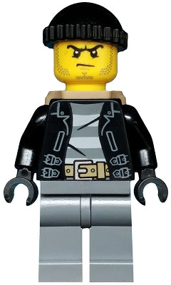 Preowned LEGO® Minifigure – Town cty0452 Police City Bandit Male w/Black Stubble and Backpa