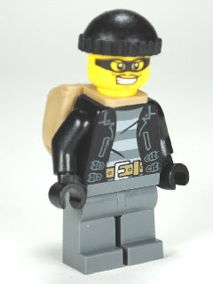 Preowned LEGO® Minifigure – Town cty0453 Police City Bandit Male Black Knit Cap Backpack Ma