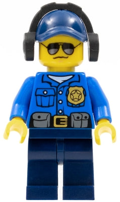 Preowned LEGO® Minifigure – Town cty0455 Police City Officer Gold Badge Dark Blue Cap w/Hol