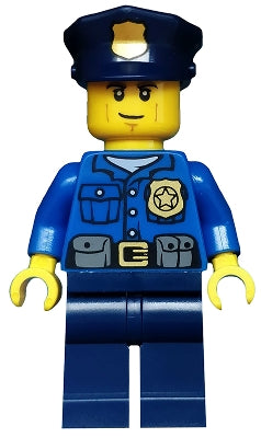 Preowned LEGO® Minifigure – Town cty0458 Police City Officer Gold Badge Police Hat Cheek Li