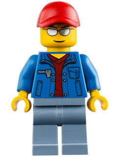 Preowned LEGO® Minifigure – Town cty0461 Blue Jacket over Dark Red V-Neck Sweater Sand Blue