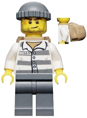 Preowned LEGO® Minifigure – Town cty0463 Police Jail Prisoner 86753 Prison Stripes Dark Blu