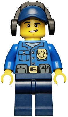 Preowned LEGO® Minifigure – Town cty0464 Police City Officer Gold Badge Dark Blue Cap w/Hol