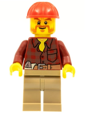 Preowned LEGO® Minifigure – Town cty0467 Flannel Shirt w/Pocket and Belt Dark Tan Legs Red