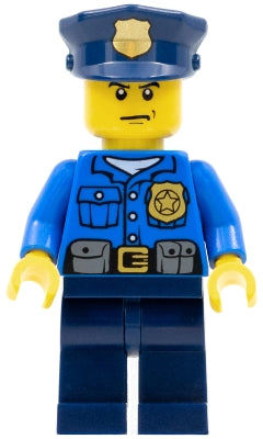 Preowned LEGO® Minifigure – Town cty0476 Police City Officer Gold Badge Police Hat Scowl