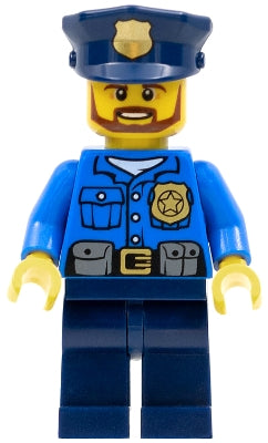 Preowned LEGO® Minifigure – Town cty0477 Police City Officer Gold Badge Police Hat Beard