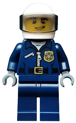 Preowned LEGO® Minifigure – Town cty0484 Police City Motorcycle Officer Lopsided Grin