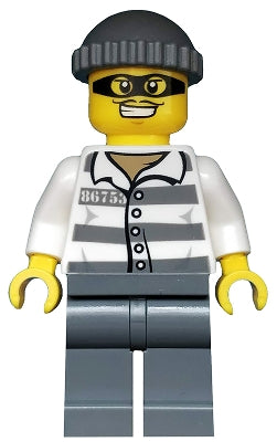 Preowned LEGO® Minifigure – Town cty0486 Police Jail Prisoner 86753 Prison Stripes Dark Blu