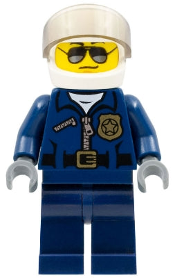 Preowned LEGO® Minifigure – Town cty0487a Police City Helicopter Pilot Sunglasses Black Eye