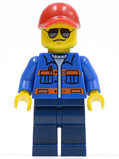 Preowned LEGO® Minifigure – Town cty0500 Blue Jacket w/Pockets and Orange Stripes Dark Blue