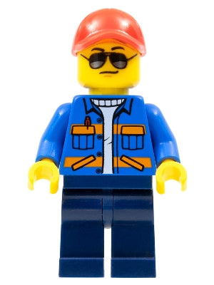 Preowned LEGO® Minifigure – Town cty0500a Blue Jacket w/Diagonal Lower Pockets and Orange S