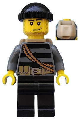 Preowned LEGO® Minifigure – Town cty0501 Police City Burglar Knit Cap and Open Backpack