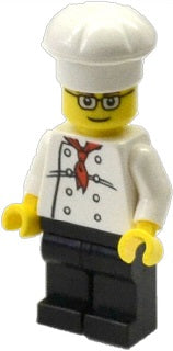 Preowned LEGO® Minifigure – Town cty0502 Chef White Torso w/8 Buttons Black Legs Glasses