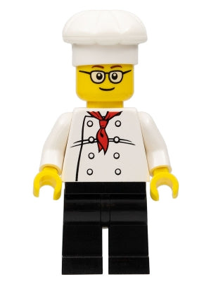 Preowned LEGO® Minifigure – Town cty0502a Chef White Torso w/8 Buttons Black Legs Rounded G