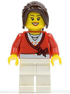 Preowned LEGO® Minifigure – Town cty0504 Sweater Cropped w/Bow Heart Necklace White Legs Da