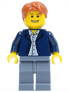 Preowned LEGO® Minifigure – Town cty0506 Dark Blue Jacket Light Blue Shirt Sand Blue Legs D