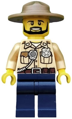 Preowned LEGO® Minifigure – Town cty0517 Swamp Police Officer Shirt Dark Tan Hat Black Bear