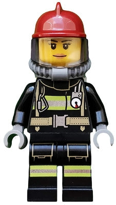 Preowned LEGO® Minifigure – Town cty0525 Fire Reflective Stripes w/Utility Belt Dark Red Fi