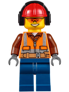 Preowned LEGO® Minifigure – Town cty0527 Construction Worker Male Orange Safety Vest Reflec