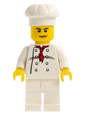 Preowned LEGO® Minifigure – Town cty0532 Chef White Torso w/8 Buttons White Legs Angry Eyeb