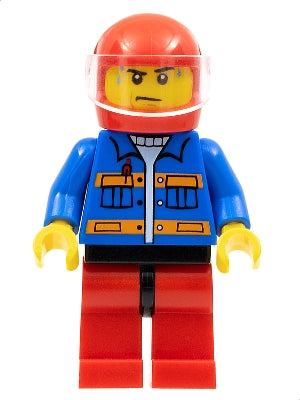 Preowned LEGO® Minifigure – Town cty0533 Blue Jacket w/Pockets and Orange Stripes Red Legs