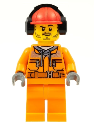 Preowned LEGO® Minifigure – Town cty0534 Construction Worker Male Orange Safety Jacket Refl