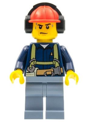 Preowned LEGO® Minifigure – Town cty0541 Construction Worker Male Shirt w/Harness and Wrenc