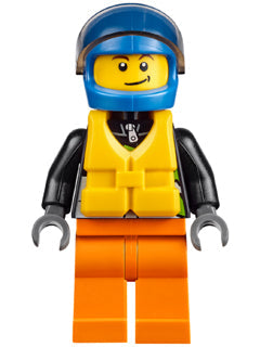 Preowned LEGO® Minifigure – Town cty0542 Xtreme Powerboat Driver Male Brown Dimple Black Ra