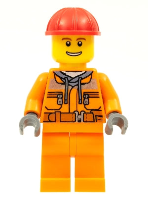 Preowned LEGO® Minifigure – Town cty0549 Construction Worker Male Orange Safety Jacket Refl