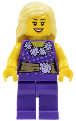 Preowned LEGO® Minifigure – Town cty0550 Female Dark Purple Blouse w/Gold Sash and Flowers
