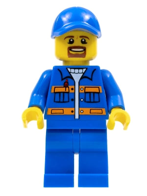 Preowned LEGO® Minifigure – Town cty0556 Blue Jacket w/Pockets and Orange Stripes Blue Legs