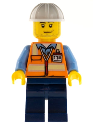 Preowned LEGO® Minifigure – Town cty0557 Space Engineer Male Orange Vest Dark Blue Legs Whi