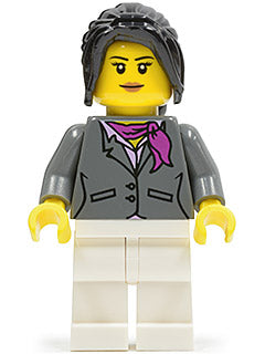 Preowned LEGO® Minifigure – Town cty0575 Dark Bluish Gray Jacket w/Magenta Scarf White Legs