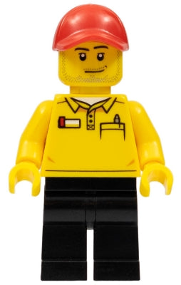 Preowned LEGO® Minifigure – Town cty0579 LEGO® Store Driver Black Legs Red Cap w/Hole