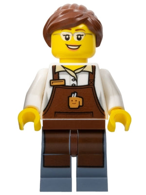 Preowned LEGO® Minifigure – Town cty0580 City Square Barista Reddish Brown Apron w/Cup Redd
