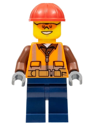 Preowned LEGO® Minifigure – Town cty0584 Construction Worker Male Orange Safety Vest Reflec