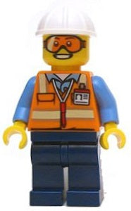 Preowned LEGO® Minifigure – Town cty0600 Space Engineer Male Orange Vest Dark Blue Legs Whi