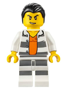 Preowned LEGO® Minifigure – Town cty0613 Police Jail Prisoner Shirt w/Prison Stripes and Or